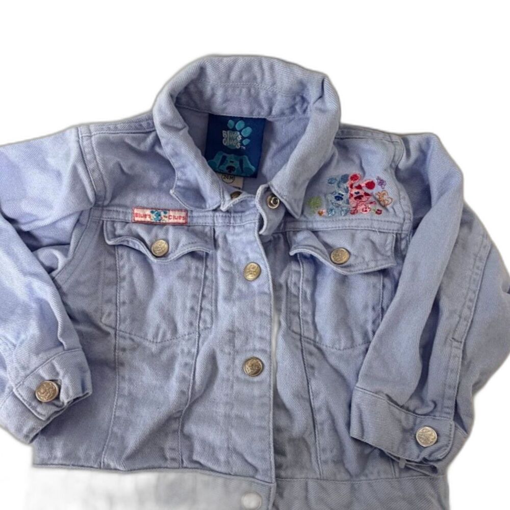Blue's Clues VTG y2k 2000s Jean Jacket Embroidered Blue Magenta Nick Jr 24 M